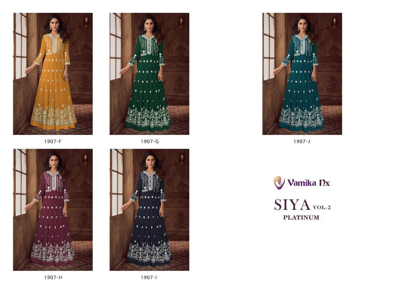 Vamika Siya Vol 2 Platinum Georgette With Fancy Embroidery Work Stylish Designer Festive Wear Long Kurti