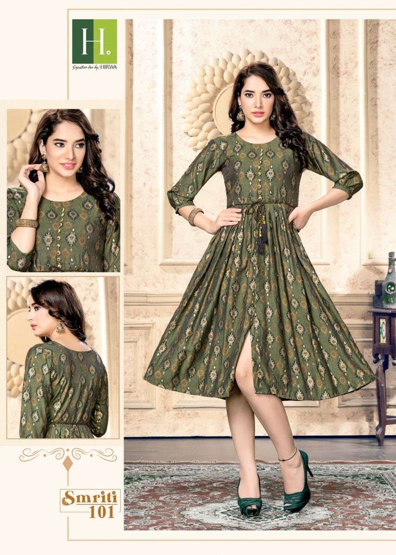 Hirwa Smriti Muslin With Beautiful Printed Work Stylish Designer Casual Look Short Kurti