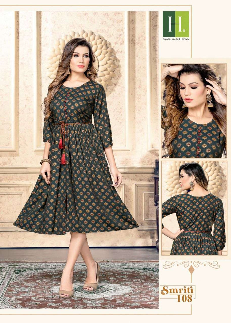 Hirwa Smriti Muslin With Beautiful Printed Work Stylish Designer Casual Look Short Kurti