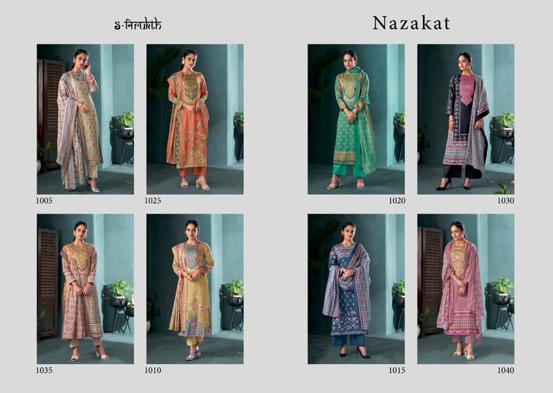 S Nirukth Nazakat Cotton Satin Print With Mirror Work Salwar Suit