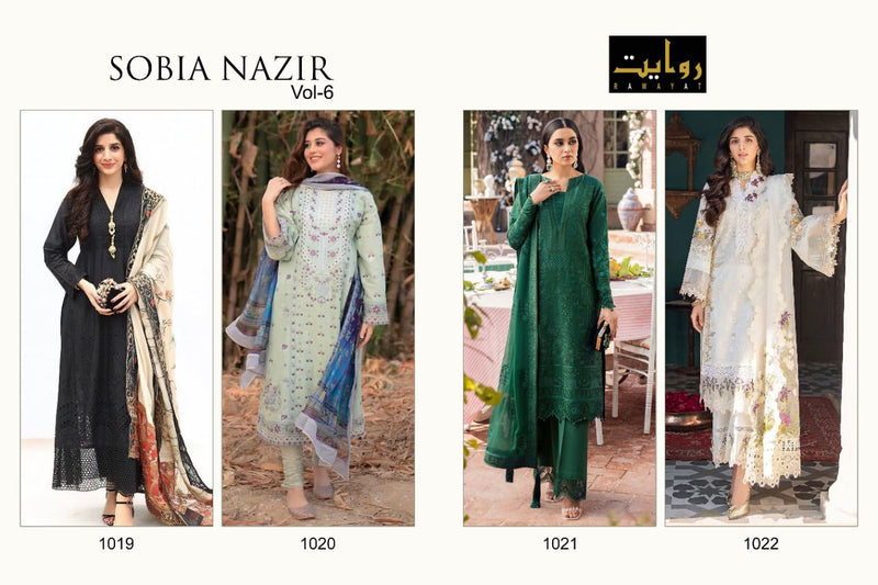 Rawayat Fashion Sobia Nazir Vol 6 Lawn Cotton Embroidered Pakistani Style Party Wear Salwar Suits