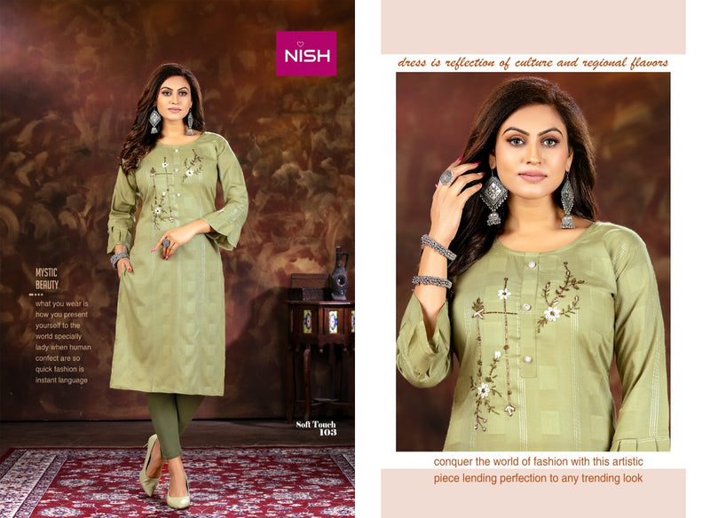 Nish Soft Touch Rayon Fancy Stylish Party Wear Kurtis With Bottom