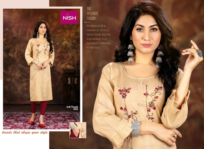Nish Soft Touch Rayon Fancy Stylish Party Wear Kurtis With Bottom