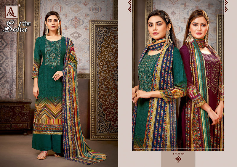 Alok Suit Soha Pashmina With Heavy Embroidery Work Stylish Designer Beautiful Salwar Kameez