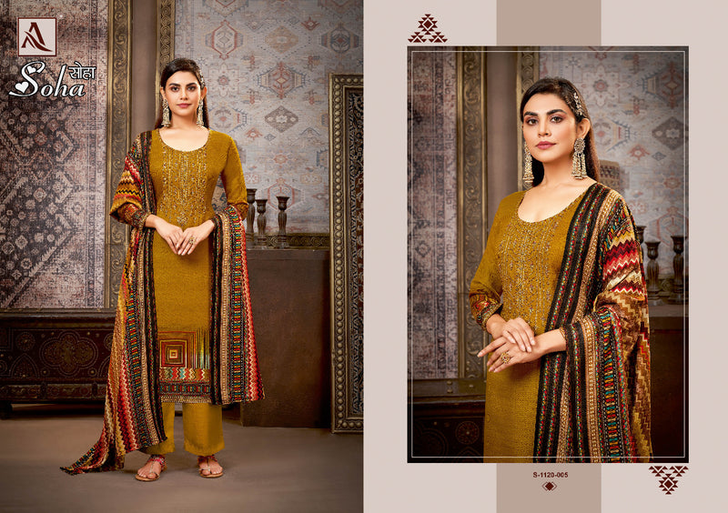 Alok Suit Soha Pashmina With Heavy Embroidery Work Stylish Designer Beautiful Salwar Kameez