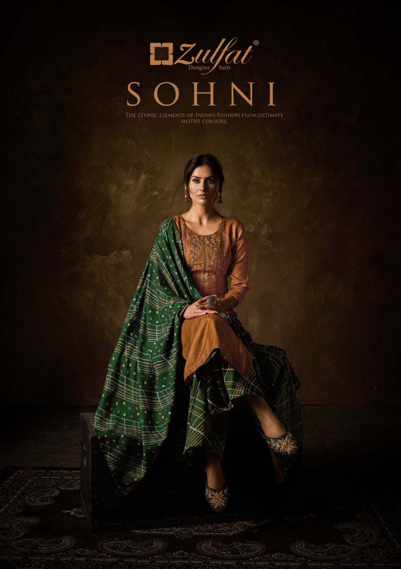 Zulfat Sohni Pashmina With Beautiful Embroidery Work Stylish Designer Fancy Salwar Kameez