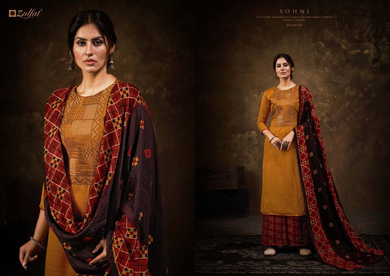 Zulfat Sohni Pashmina With Beautiful Embroidery Work Stylish Designer Fancy Salwar Kameez