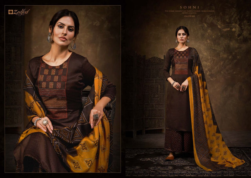 Zulfat Sohni Pashmina With Beautiful Embroidery Work Stylish Designer Fancy Salwar Kameez