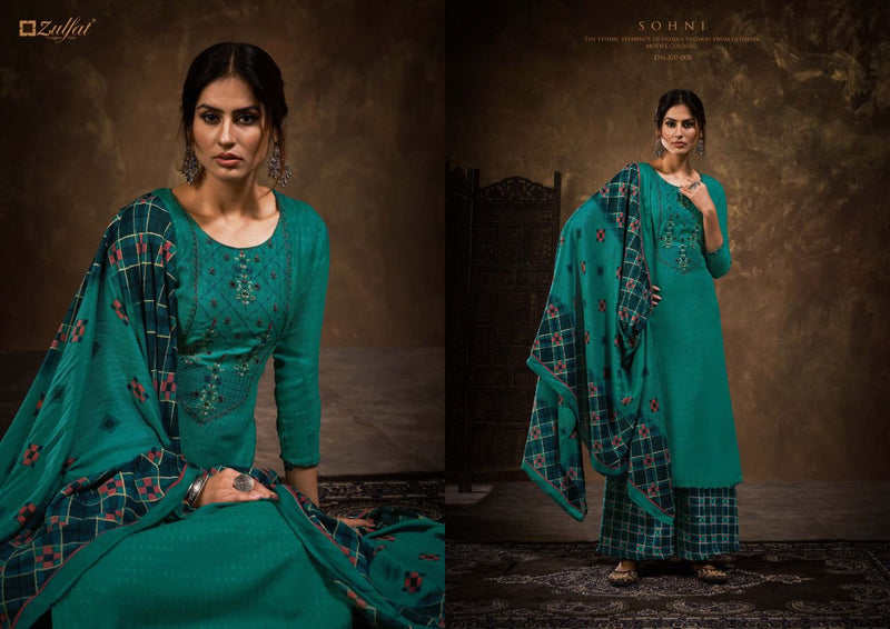 Zulfat Sohni Pashmina With Beautiful Embroidery Work Stylish Designer Fancy Salwar Kameez