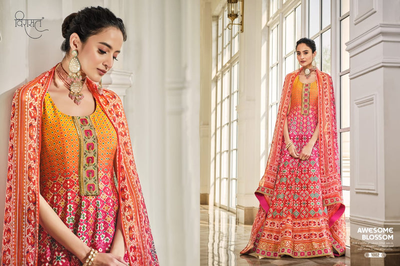 Virasat Soundhria 1002 Silk With Beautiful Patola Printed Work Stylish Designer Festive Wear Fancy Gown