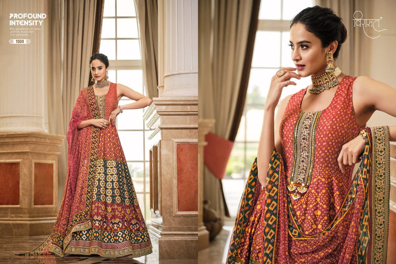 Virasat Soundhria 1004 Silk With Beautiful Patola Printed Work Stylish Designer Festive Wear Fancy Gown