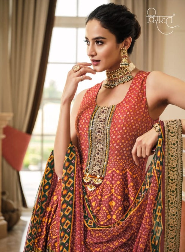 Virasat Soundhria 1004 Silk With Beautiful Patola Printed Work Stylish Designer Festive Wear Fancy Gown