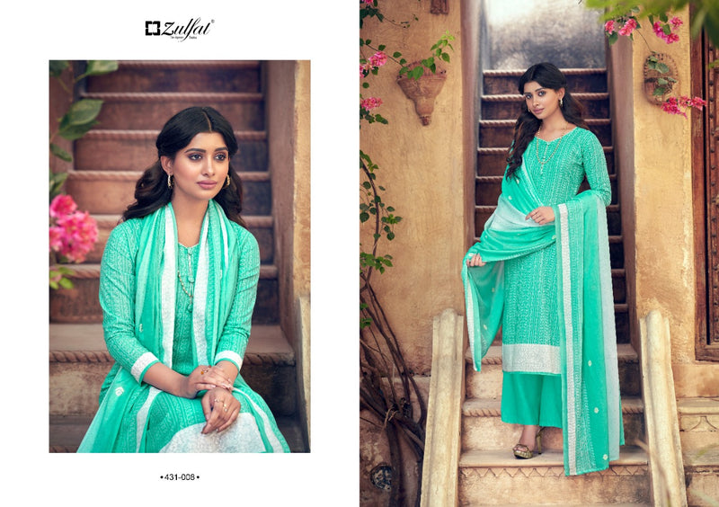 Zulfat Designer Suits Sparkle Cotton Printed Festive Wear Salwar Kameez