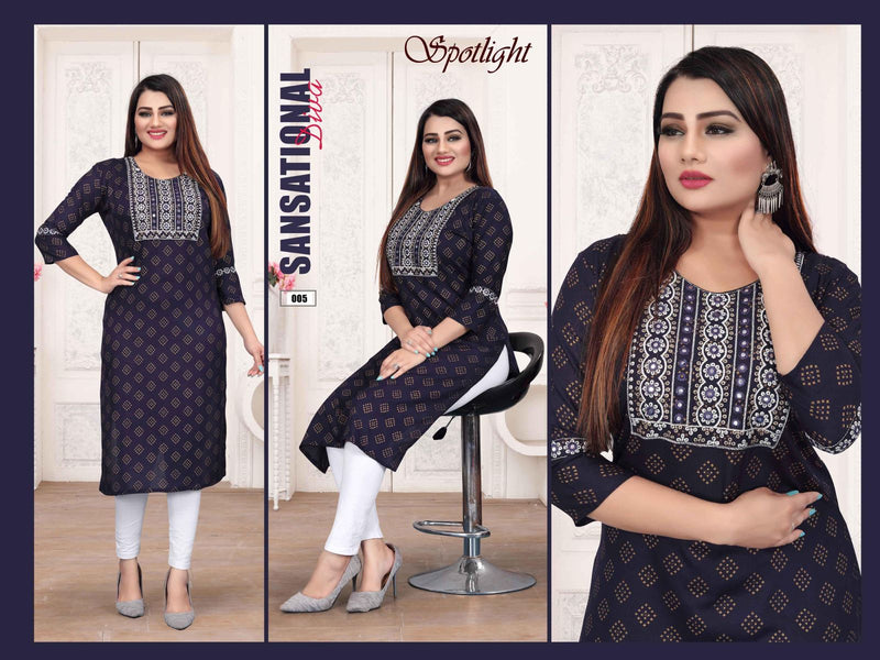 Golden Spotlight Rayon Fancy Daily Wear Kurtis