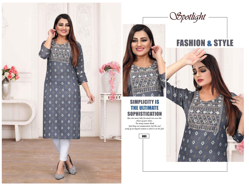 Golden Spotlight Rayon Fancy Daily Wear Kurtis