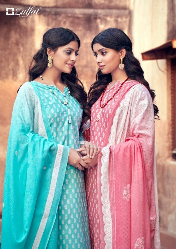 Zulfat Designer Suits Spring Cotton Fancy Printed Party Wear Salwar Suits