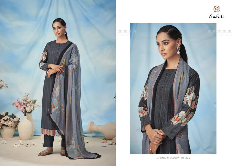 Sudriti Spring Meadow Cotton Digital Printed Party Wear Salwar Suits With Embroidery