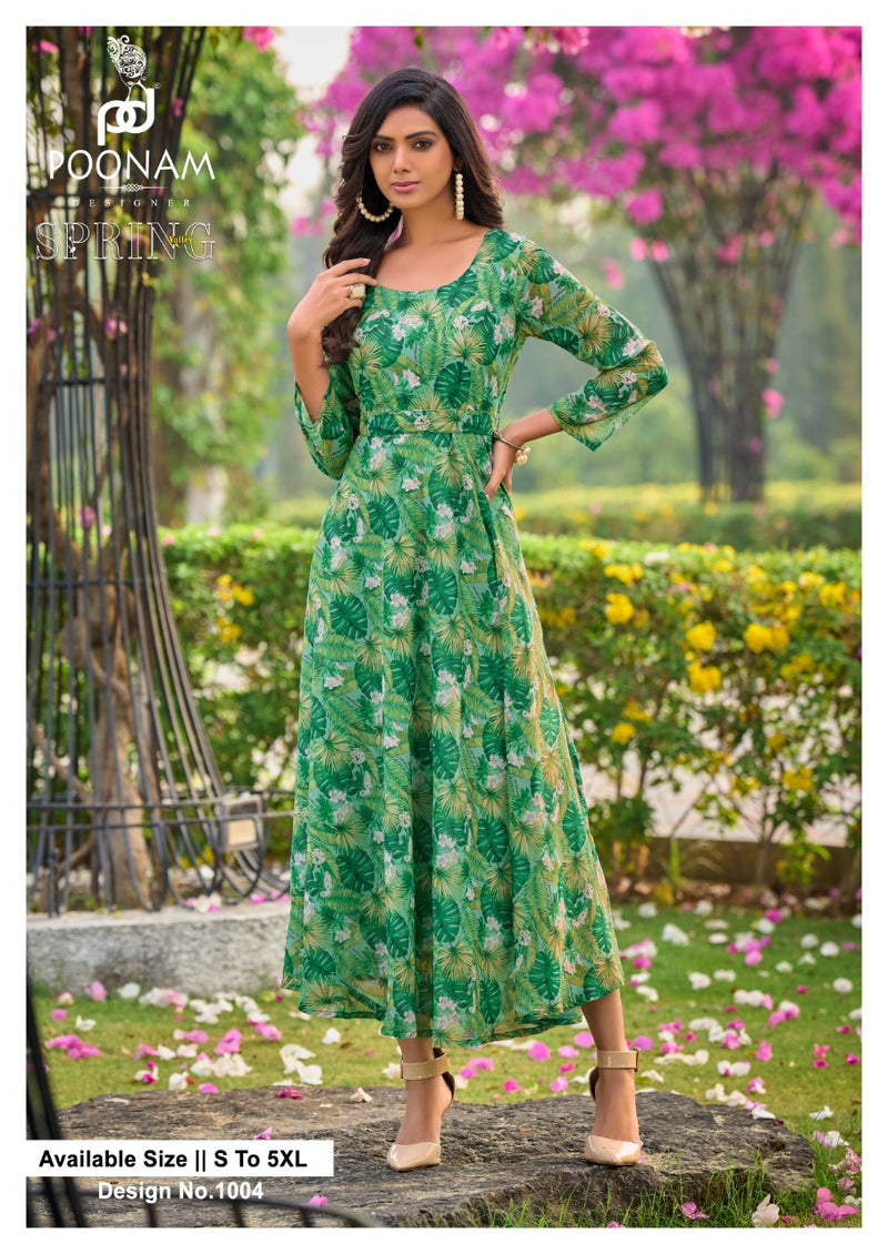 Poonam Designs Spring Valley Georgette With Heavy Beautiful Work Stylish Designer Party Wear Long Kurti