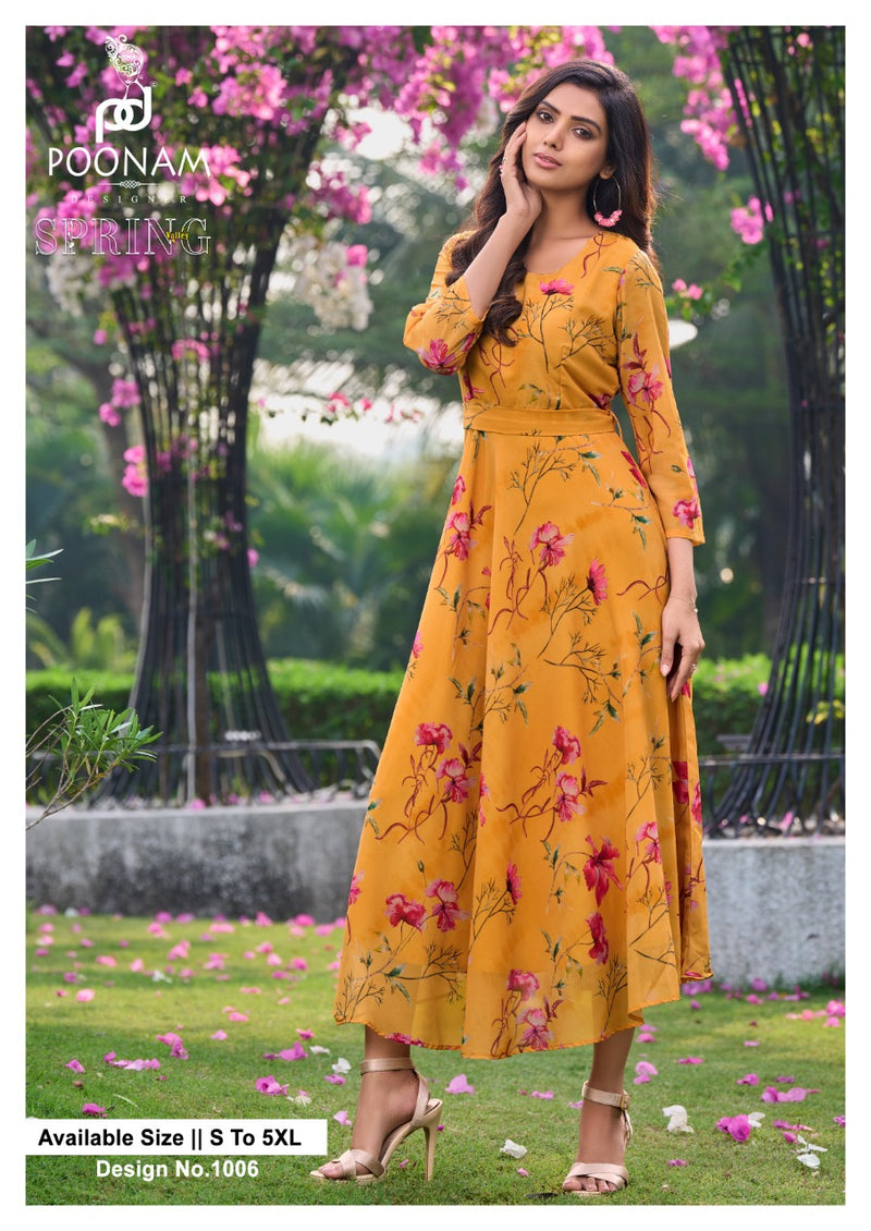 Poonam Designs Spring Valley Georgette With Heavy Beautiful Work Stylish Designer Party Wear Long Kurti