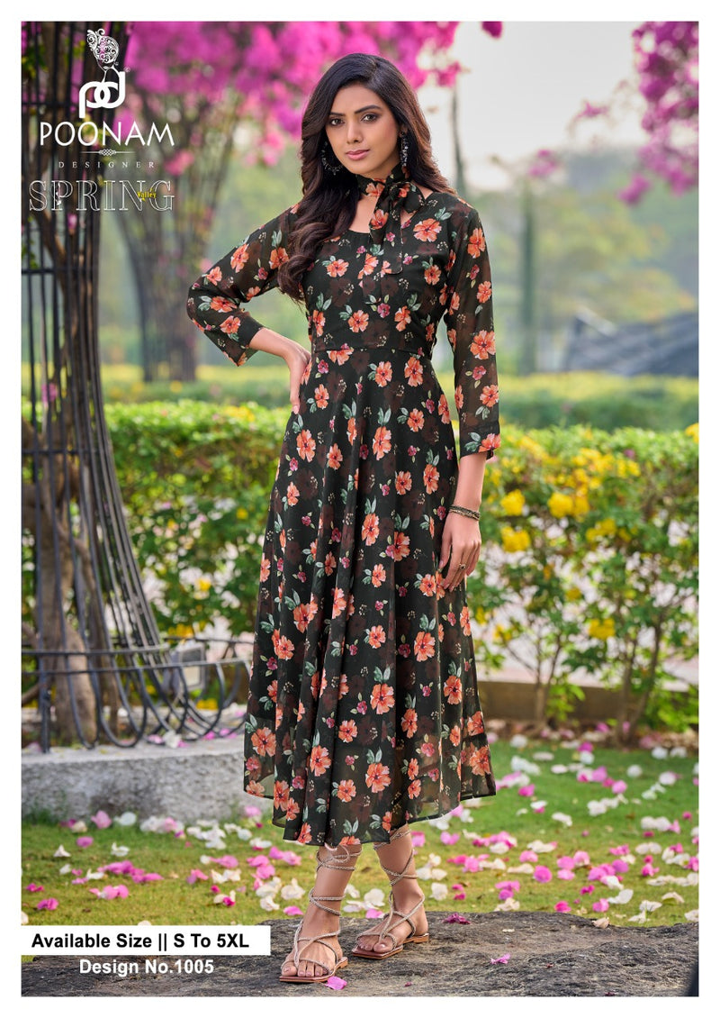 Poonam Designs Spring Valley Georgette With Heavy Beautiful Work Stylish Designer Party Wear Long Kurti