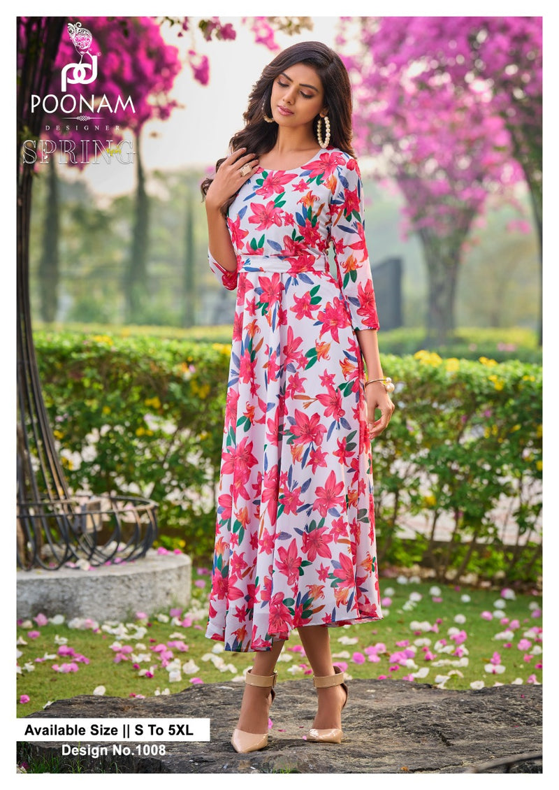 Poonam Designs Spring Valley Georgette With Heavy Beautiful Work Stylish Designer Party Wear Long Kurti