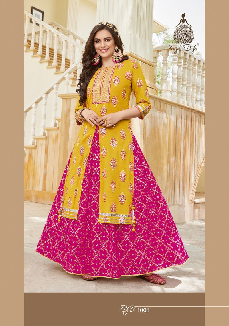 Kajal Style Shrug Vol 1 Cotton Printed Fancy Gown Style Party Wear Kurtis