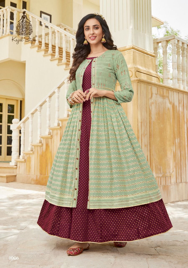 Kajal Style Shrug Vol 1 Cotton Printed Fancy Gown Style Party Wear Kurtis