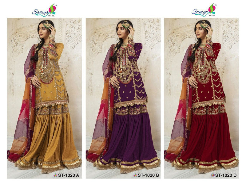Saniya Trendz St 1020 Fox Georgette Pakistani Style Designer Wedding Wear Salwar Suits
