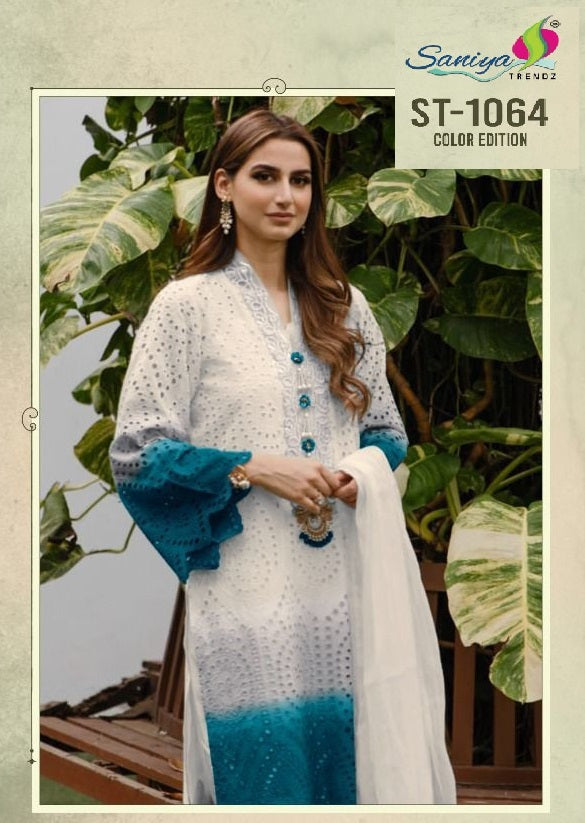 Saniya Trendz ST 1064 Color Edition Cambric Cotton Pakistani Style Festive Wear Salwar Suits