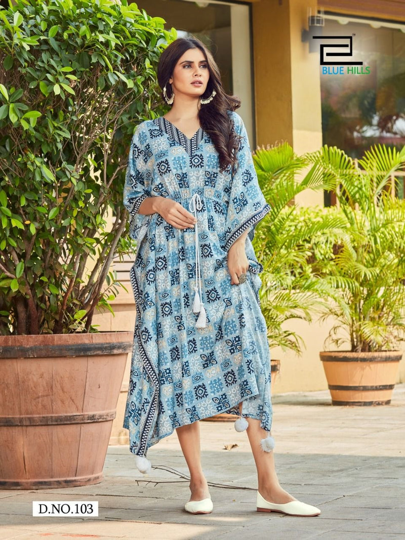 Blue Hills Stare Vol 5 Rayon Fancy Party Wear Kaftan Kurtis