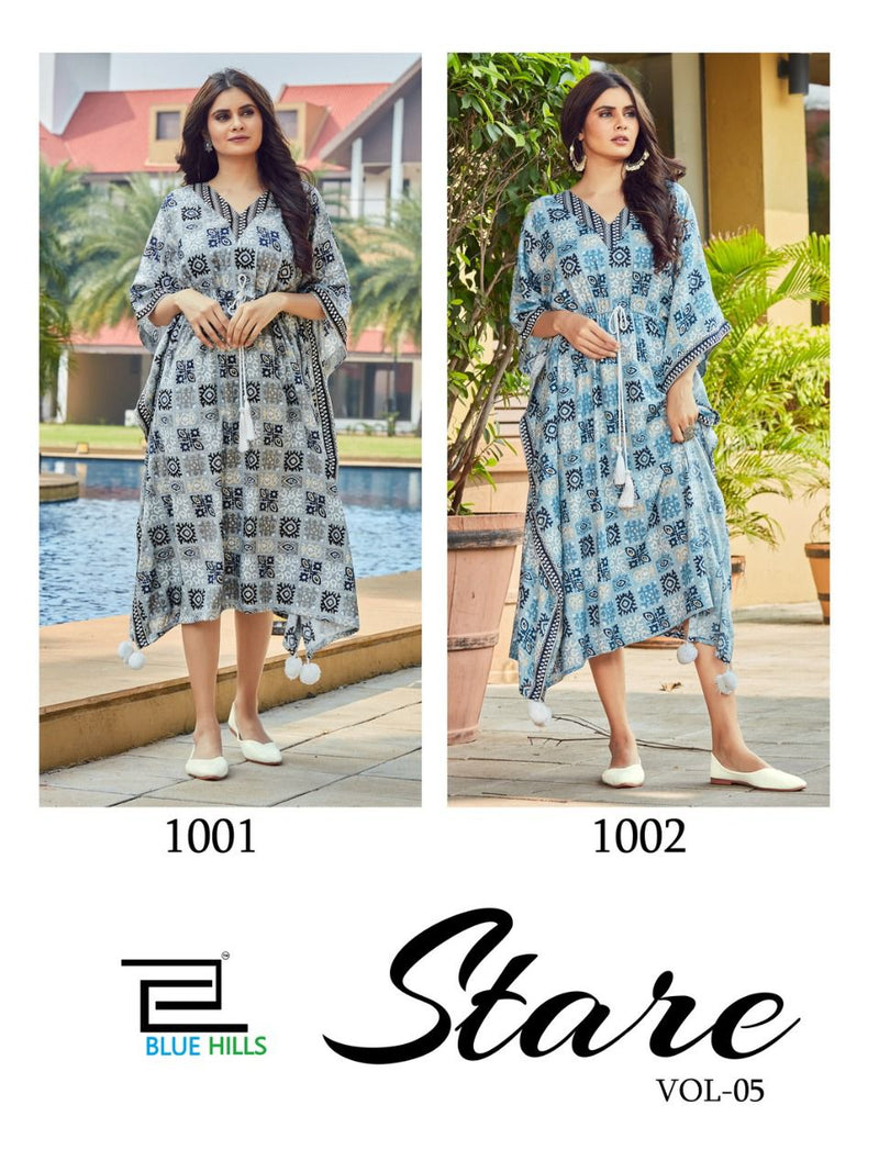 Blue Hills Stare Vol 5 Rayon Fancy Party Wear Kaftan Kurtis