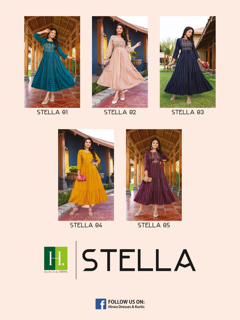 Hirwa Stella Rayon With Fancy & Beautiful Work Stylish Designer Party Wear Gown