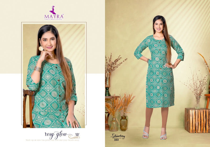 Mayra Strawberry Rayon Fancy Designer Party Wear Kurtis