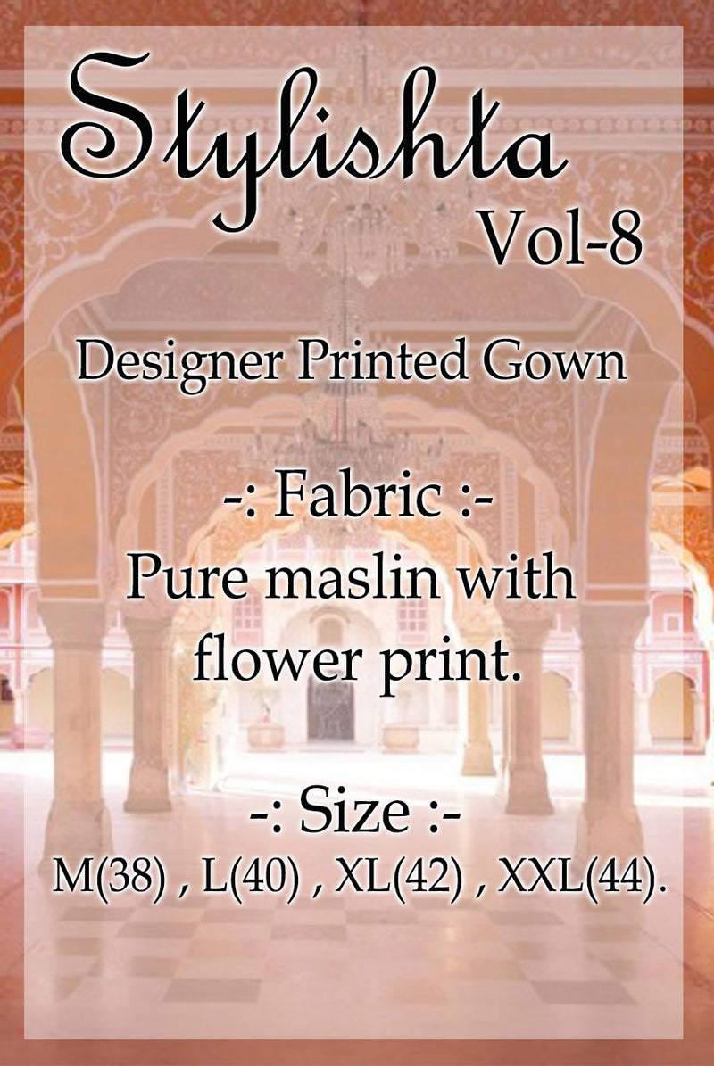 Stylishta Vol 8 Muslin Digital Printed Stylish Gown Collection