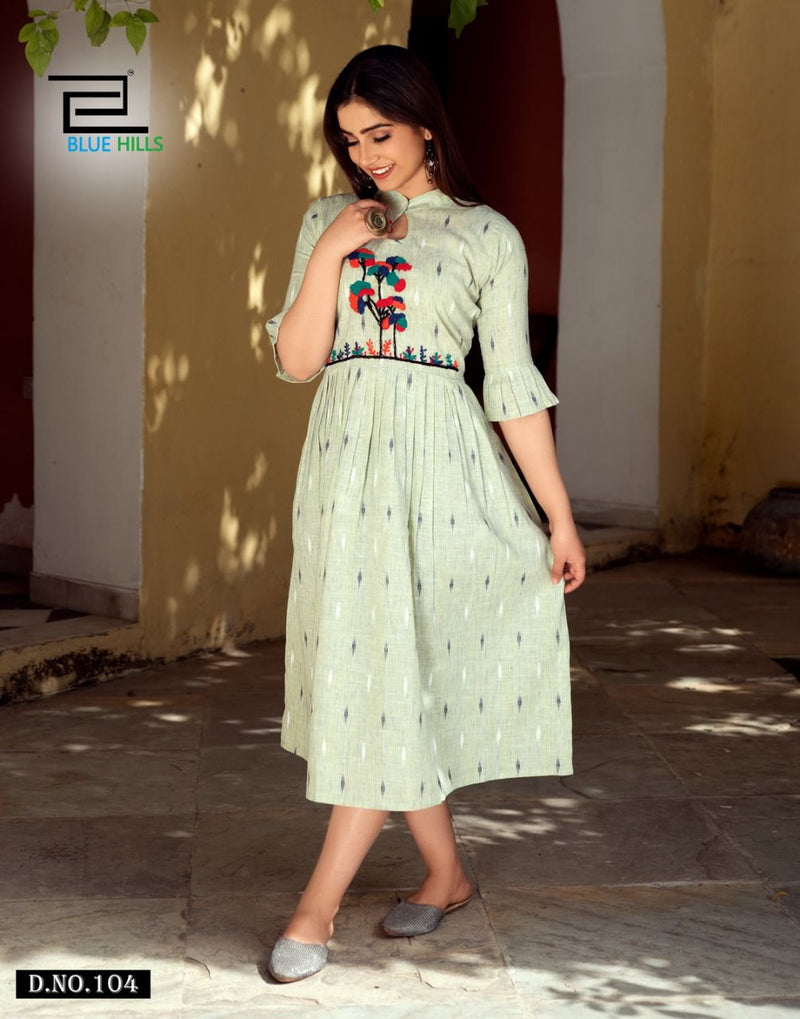 Blue Hills Sugar Rayon Printed Fancy Party Wear Kurtis