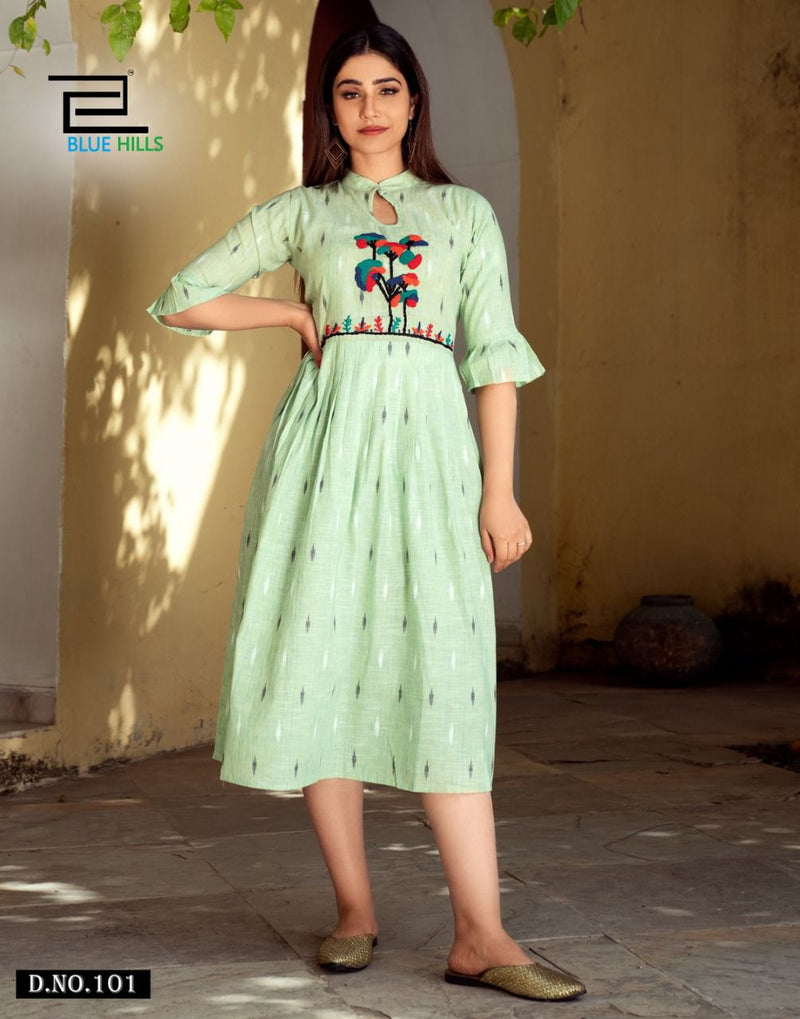 Blue Hills Sugar Rayon Printed Fancy Party Wear Kurtis