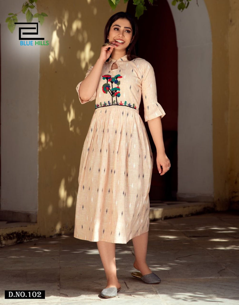 Blue Hills Sugar Rayon Printed Fancy Party Wear Kurtis