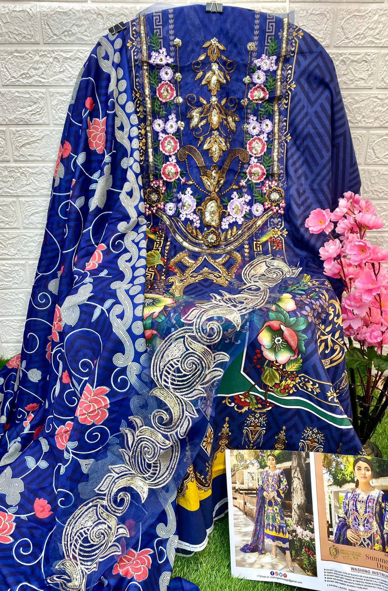 Shai Libaas Summer Dreams Pure Cotton With Heavy Embroidery Work Stylish Designer Casual Wear Salwar Kameez