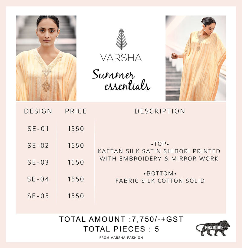 Varsha Summer Essentials Silk Satin Embroidered Fancy Party Wear Kaftans With Bottom