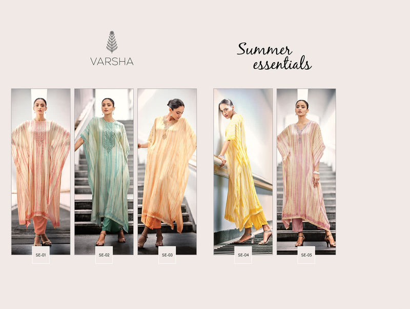 Varsha Summer Essentials Silk Satin Embroidered Fancy Party Wear Kaftans With Bottom