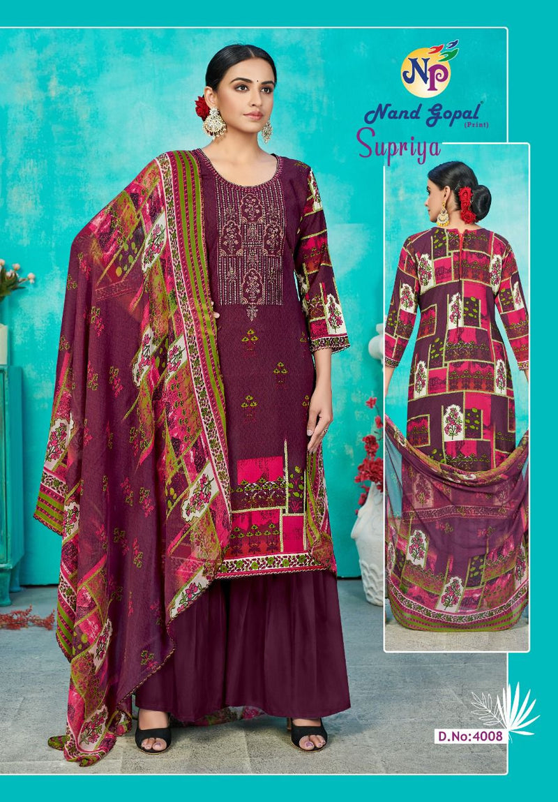 Nand Gopal Supriya Vol 4 Pure Cotton Festive Wear Salwar Suits With Karachi Prints