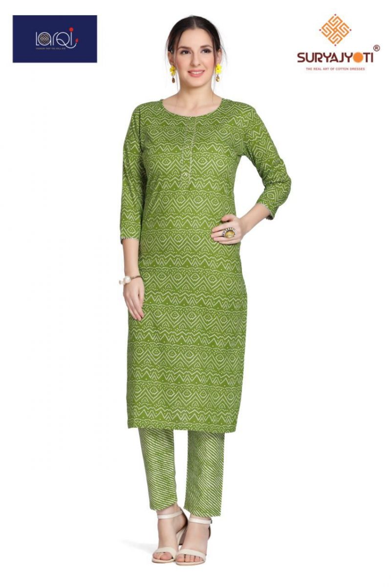 SuryaJyoti Larqi Cambric Cotton Bandhani Lehriya Fancy Kurtis