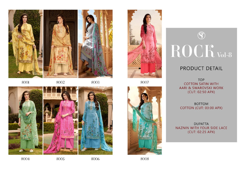 Sweety Fashion Rock Vol 8 Cotton Satin Aari Work Salwar Kameez