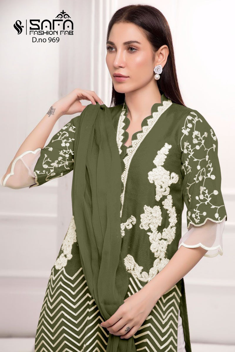 Safa Fashion 969 Georgette Embroidered Tunic Pret Kurti With Cigarette Pant