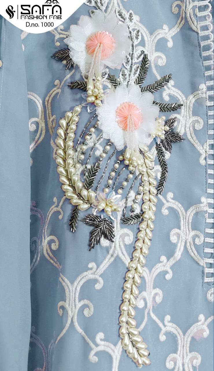 Safa Fashion Sf 1000 Pure Georgette Heavy Embroidery Handwork Pret Kurti