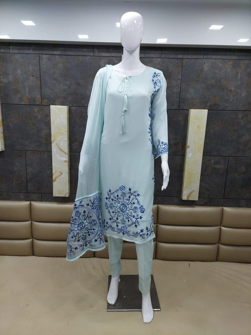 Safa Fashion Sf 967 Pure Georgette Readymade Pakistani Kurti Bottom With Dupatta