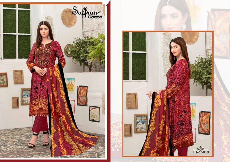 Saffron Cotton Gulzar Karachi Queen Vol 5 Pure Cotton Printed Casual Wear Salwar Kameez