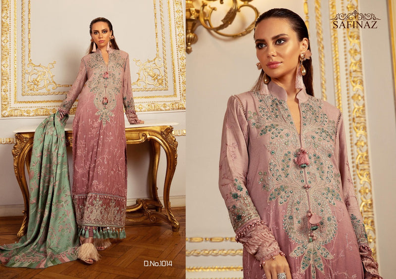 Safinaz Mariya B Vol 5 Pure Satin Cotton Printed Embroiderd Work Pakistani Suits