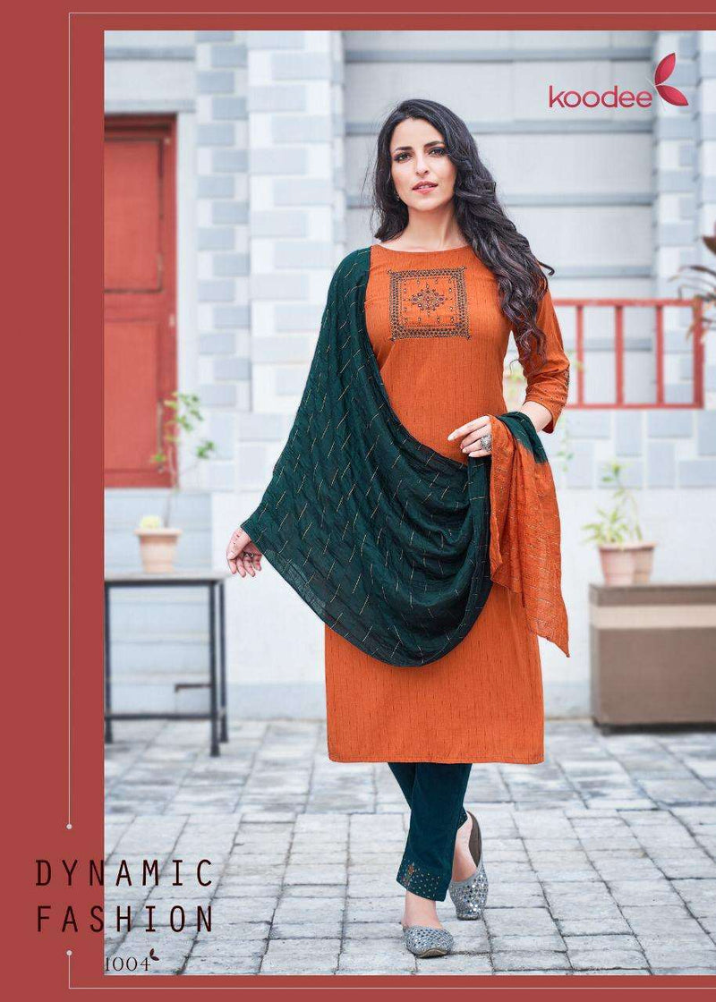 Saheli Vol 9 By Koodee Nylon Viscose With Embroidery Work Exclusive Designer Fancy Wear Kurtis