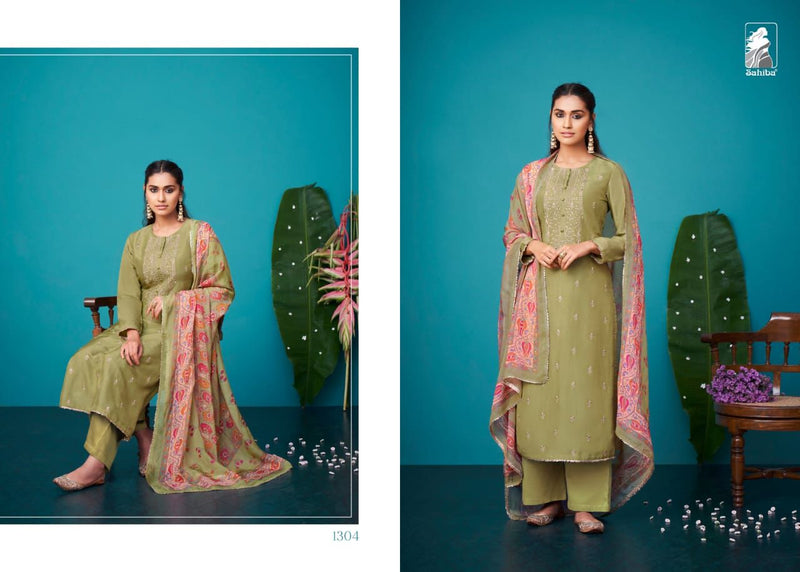Sahiba Bahar Silk With Embroidery And Fancy Lace Salwar Suit